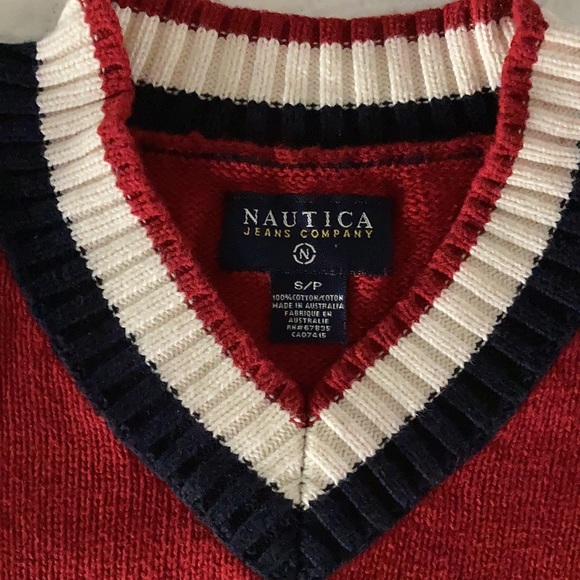 Boys Nautical Sweater- size Small. Handsome colors of deep red, ivory and navy. - Picture 3 of 3
